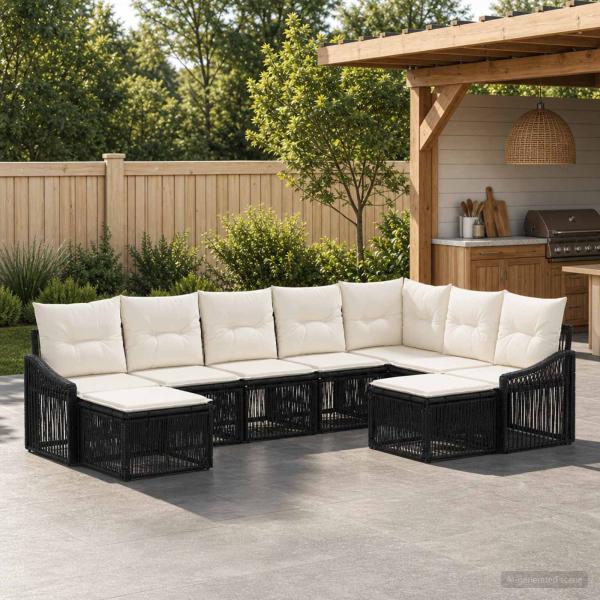 ARDEBO.de - Gartensofa-set 9 stk. Schwarz Poly-Rattan