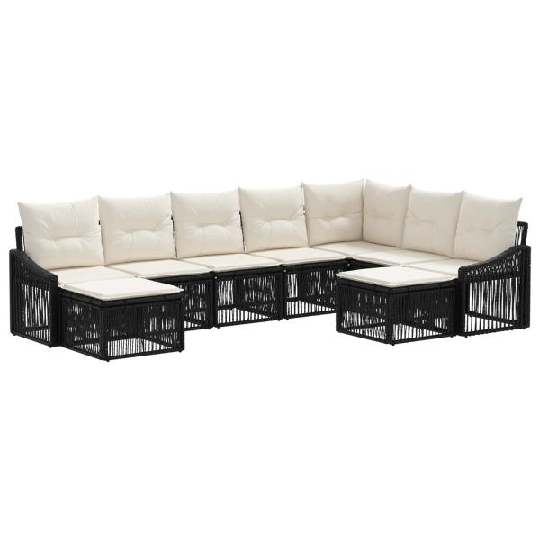 Gartensofa-set 9 stk. Schwarz Poly-Rattan