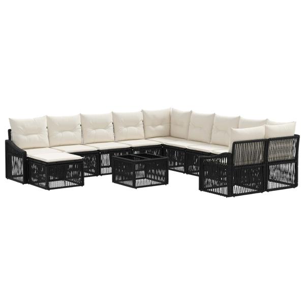 Gartensofa-set 12 stk. Schwarz Poly-Rattan