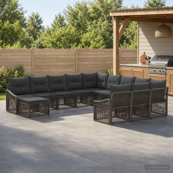 ARDEBO.de - Gartensofa-set 12 Stk. Grau Poly-Rattan
