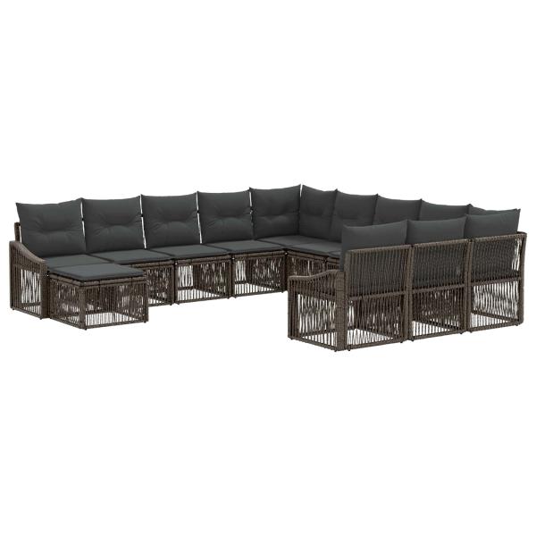 Gartensofa-set 12 Stk. Grau Poly-Rattan