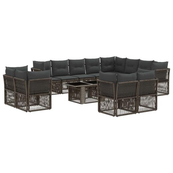 Gartensofa-set 13 Stk. Grau Poly-Rattan