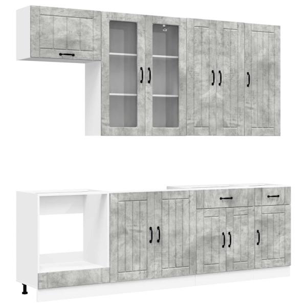 Kücheneinheit LUCCA 8 stk. Betongrau Holzwerkstoff