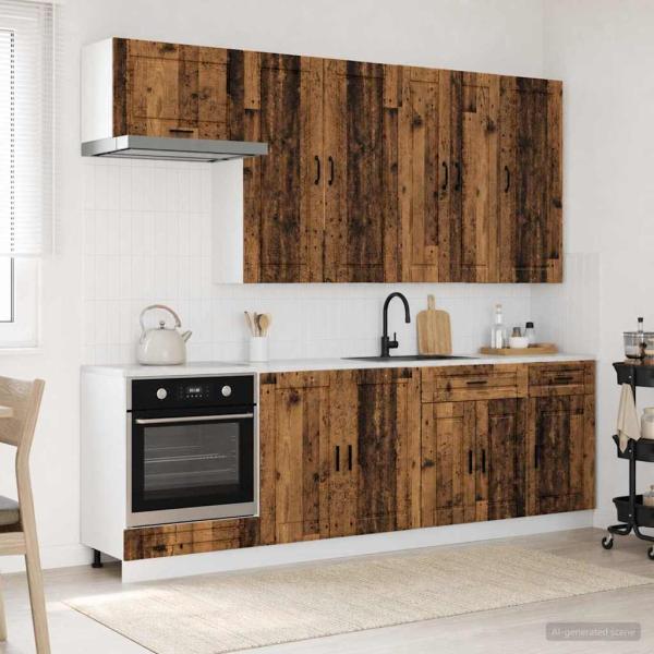 ARDEBO.de - Kücheneinheit PORTO 8 stk. Altholz Holzwerkstoff
