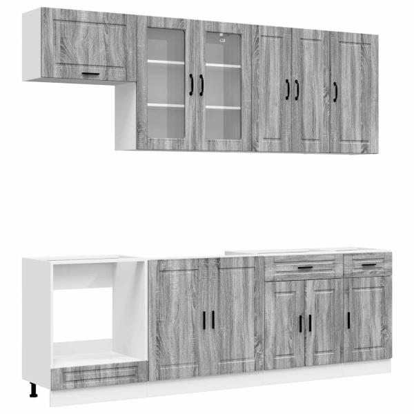Kücheneinheit PORTO 8 stk. Grau Sonoma Holzwerkstoff