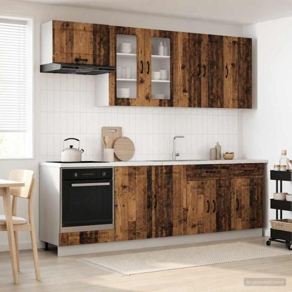 ARDEBO.de - Kücheneinheit KALMAR 8 stk. Altholz Holzwerkstoff