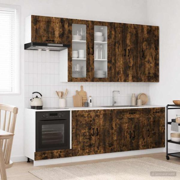 ARDEBO.de - Kücheneinheit KALMAR 8 stk. Geräucherte Eiche Holzwerkstoff