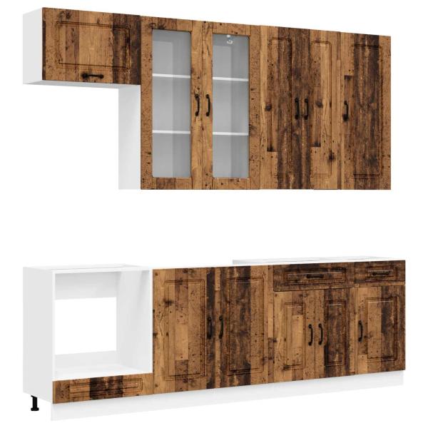 ARDEBO.de - Kücheneinheit KALMAR 8 stk. Altholz Holzwerkstoff