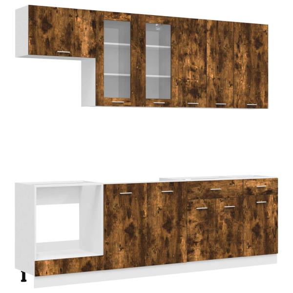ARDEBO.de - Kücheneinheit LYON 8 stk. Geräucherte Eiche Holzwerkstoff