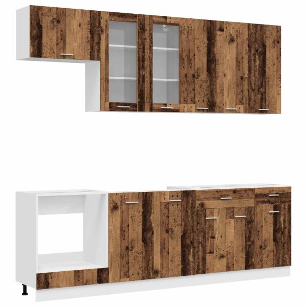 ARDEBO.de - Kücheneinheit LYON 8 stk. Altholz Holzwerkstoff