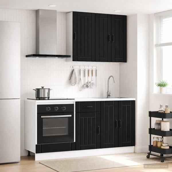 ARDEBO.de - Kücheneinheit LUCCA 5 stk. Schwarz Holzwerkstoff