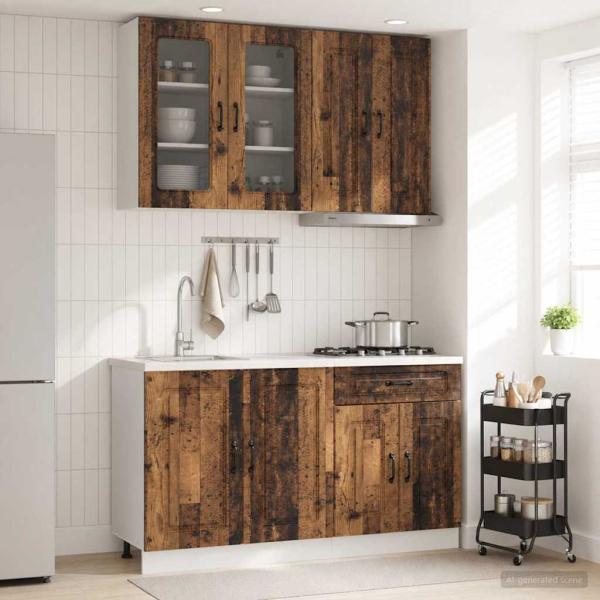 ARDEBO.de - Kücheneinheit KALMAR 4 stk. Altholz Holzwerkstoff