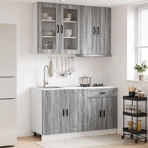 ARDEBO.de - K?cheneinheit PORTO 4 stk. Grau Sonoma Holzwerkstoff