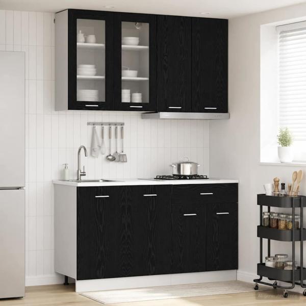 ARDEBO.de - K?cheneinheit LYON 4 stk. Schwarze Eiche Holzwerkstoff