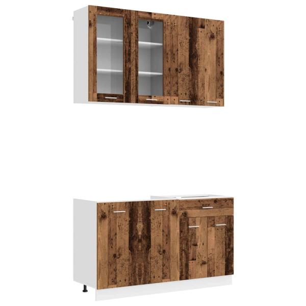 Kücheneinheit LYON 4 stk. Altholz Holzwerkstoff
