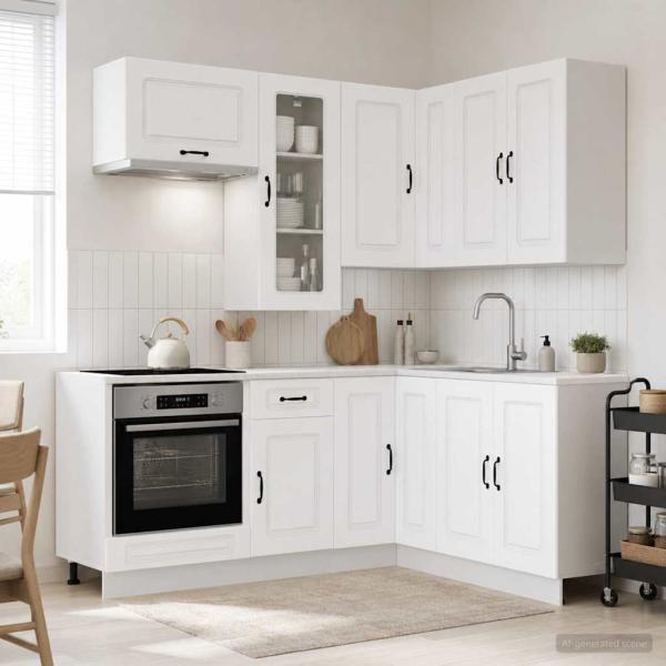 ARDEBO.de - K?cheneinheit KALMAR 8 stk. Wei? Holzwerkstoff