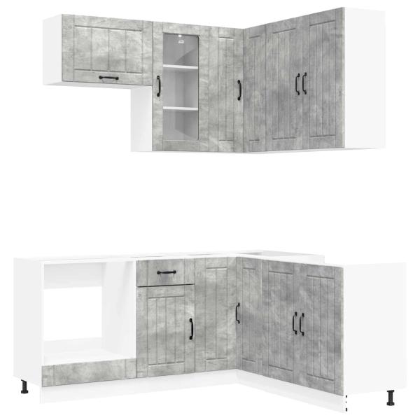 Kücheneinheit LUCCA 8 stk. Betongrau Holzwerkstoff