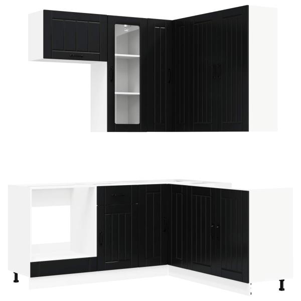 K?cheneinheit LUCCA 8 stk. Schwarz Holzwerkstoff
