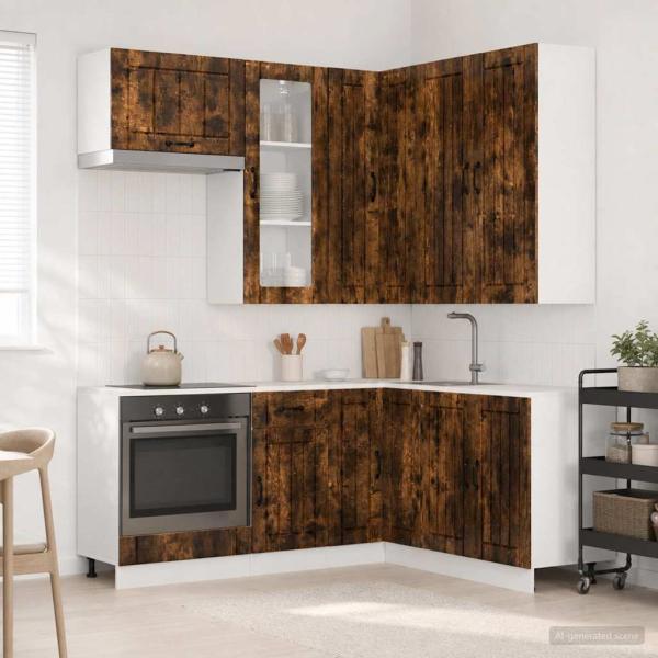 ARDEBO.de - Kücheneinheit LUCCA 8 stk. Geräucherte Eiche Holzwerkstoff