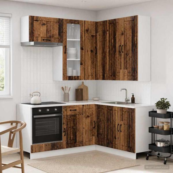 ARDEBO.de - Kücheneinheit LUCCA 8 stk. Altholz Holzwerkstoff