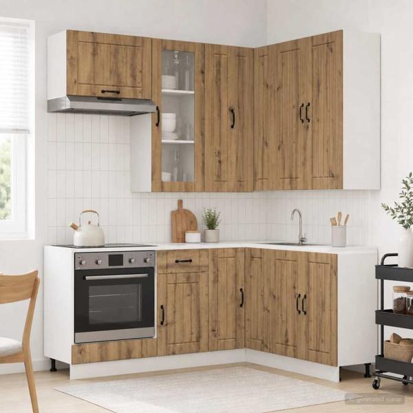ARDEBO.de - K?cheneinheit LUCCA 8 stk. Artisan-Eiche Holzwerkstoff