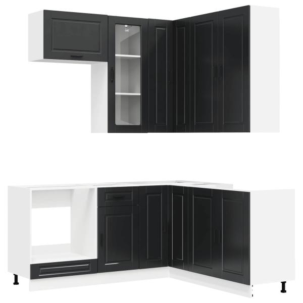 K?cheneinheit PORTO 8 stk. Schwarz Holzwerkstoff