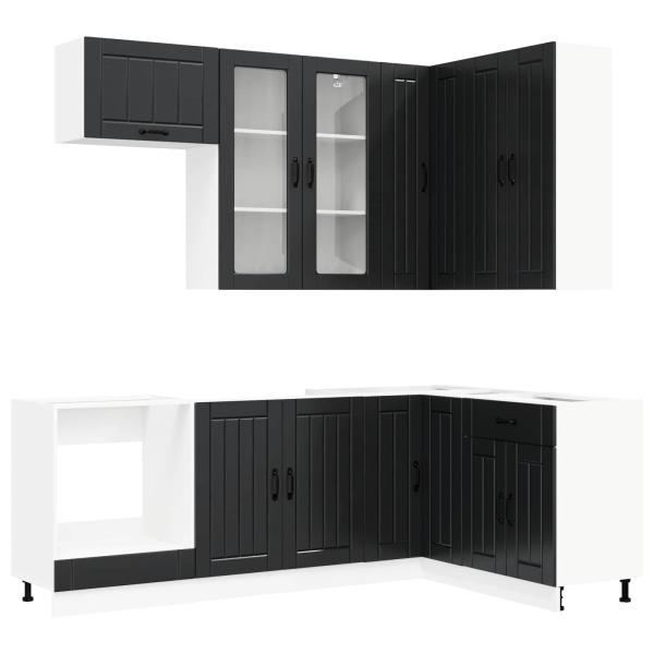 K?cheneinheit LUCCA 8 stk. Schwarz Holzwerkstoff