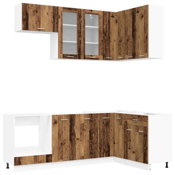 Kücheneinheit LYON 8 stk. Altholz Holzwerkstoff