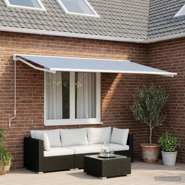 ARDEBO.de - Markisenersatzstoff Blau und Weiß 600 x 300 cm Polyester