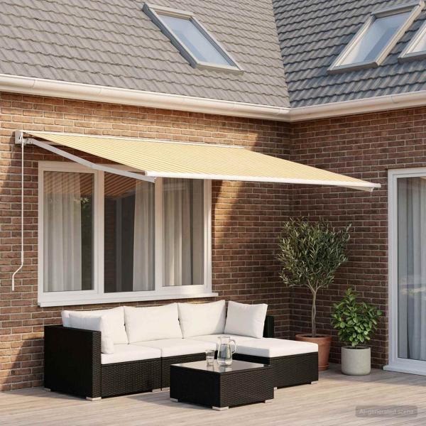 ARDEBO.de - Markisenersatzstoff Gelb und Weiß 600 x 300 cm Polyester
