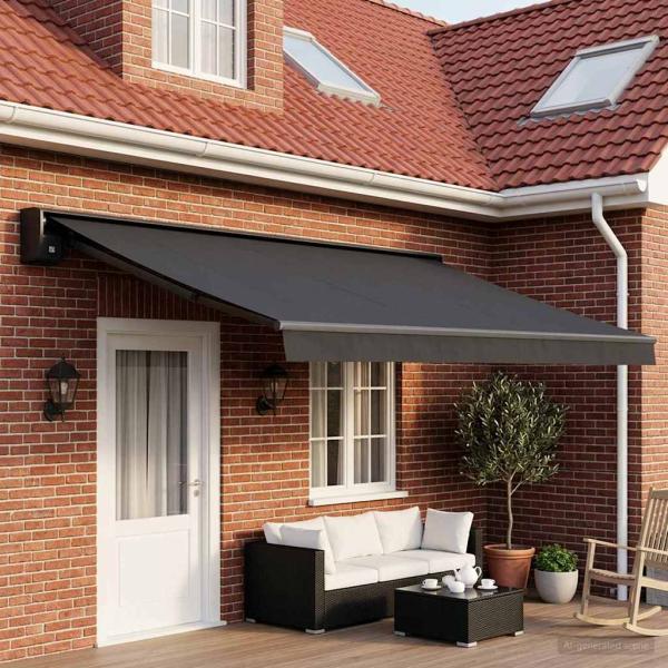 ARDEBO.de - Markisenersatzstoff Anthrazit 400 x 300 cm Polyester