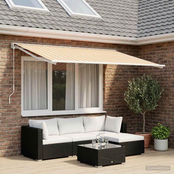 ARDEBO.de - Markisenersatzstoff Blau und Orange 350 x 250 cm Polyester