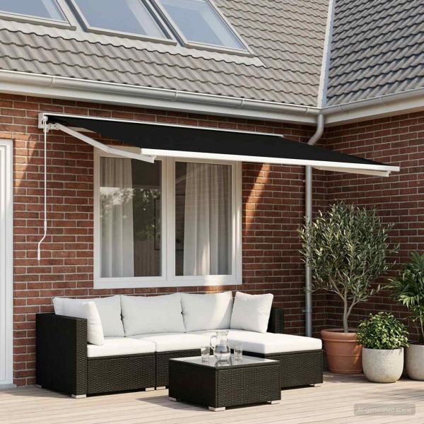 ARDEBO.de - Markisenersatzstoff Schwarz 300 x 250 cm Polyester