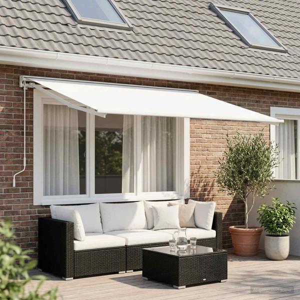 ARDEBO.de - Markisenersatzstoff Weiß 300 x 250 cm Polyester