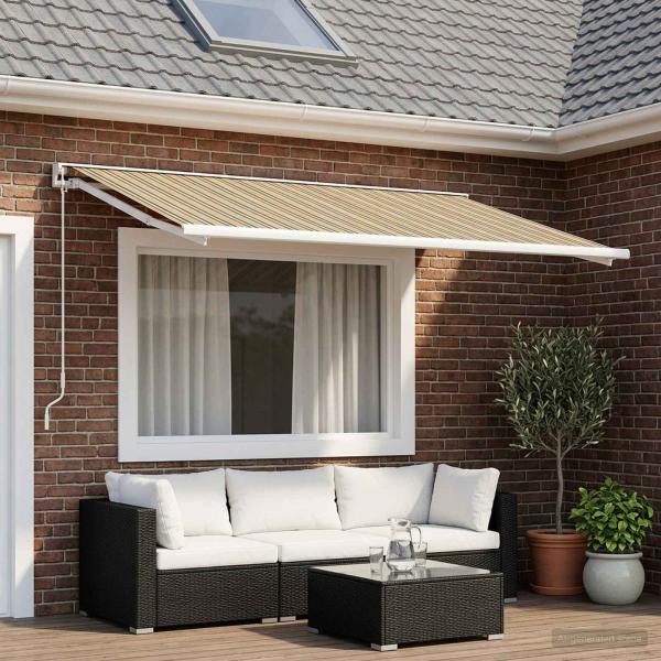 ARDEBO.de - Markisenersatzstoff Grün und Gelb 300 x 250 cm Polyester