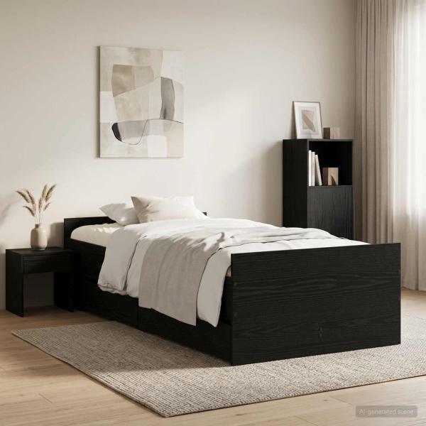 ARDEBO.de - Bettrahmen Schwarze Eiche 100 x 200 cm Holzwerkstoff
