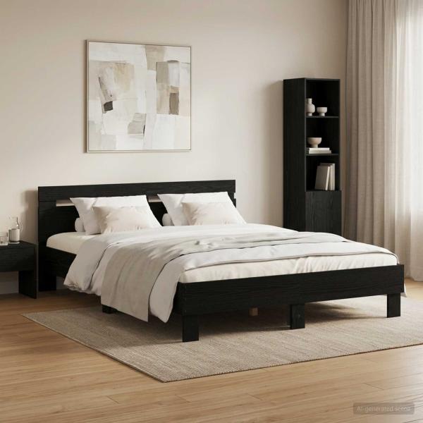 ARDEBO.de - Bettrahmen Schwarze Eiche 135 x 190 cm Holzwerkstoff