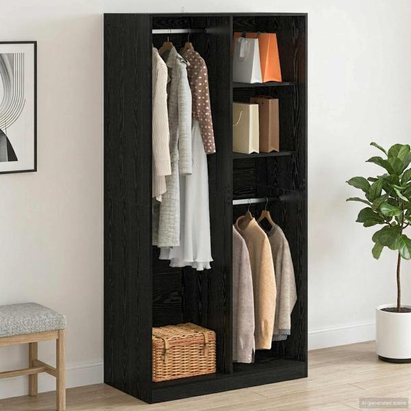 ARDEBO.de - Kleiderschrank Schwarz Eichen-Optik 100 x 50 x 200 cm