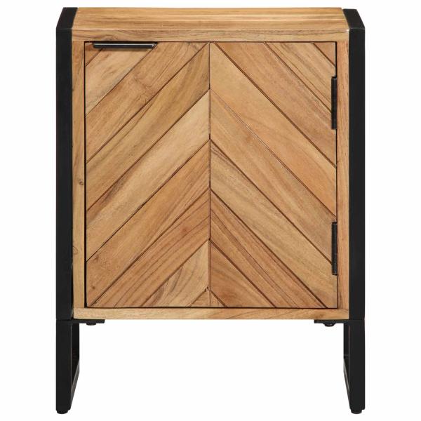 Nachttisch Braun 40 x 30 x 50 cm Massivholz Akazie und Metall
