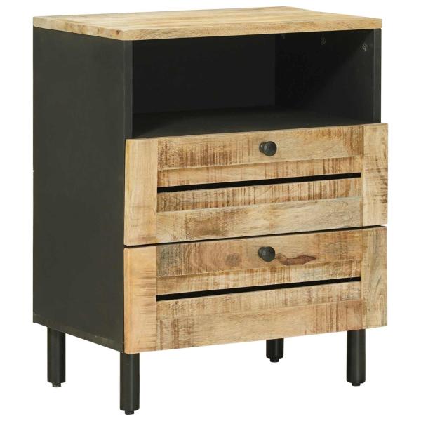 Nachttisch Braun und Schwarz 50 x 33 x 60 cm Massivholz Mango