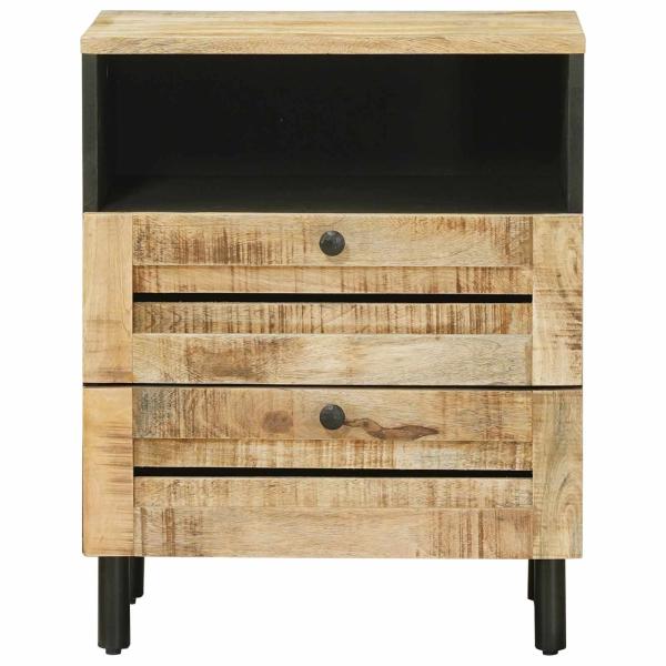 Nachttisch Braun und Schwarz 50 x 33 x 60 cm Massivholz Mango