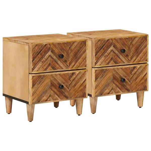 ARDEBO.de - Nachttisch 2 Stk. Braun 40 x 33,5 x 46 cm Massivholz Mango