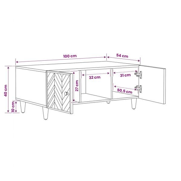 Couchtisch Braun 100 x 54 x 40 cm Massivholz Mango
