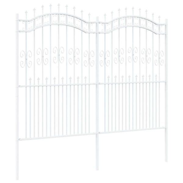 Gartenzaun KAMPEN 240 x 228 cm Pulverbeschichteter Stahl Weiß