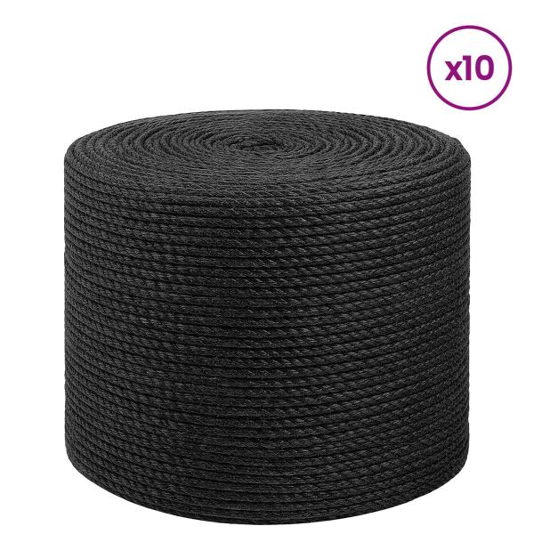 Juteschnur 10 stk. 2 mm Schwarz 100% Tossa Jute
