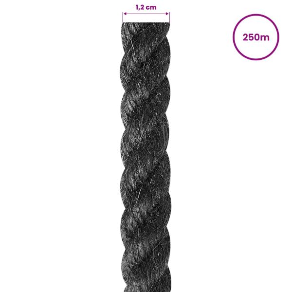 Juteseil 120 mm 250 m Schwarz 100% Tossa Jute