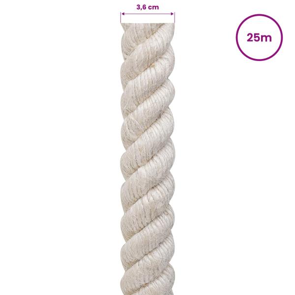 Juteseil 36 mm Weiß 100% Tossa Jute