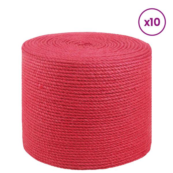 10 stk. 2 mm Rot 100% Tossa Jute