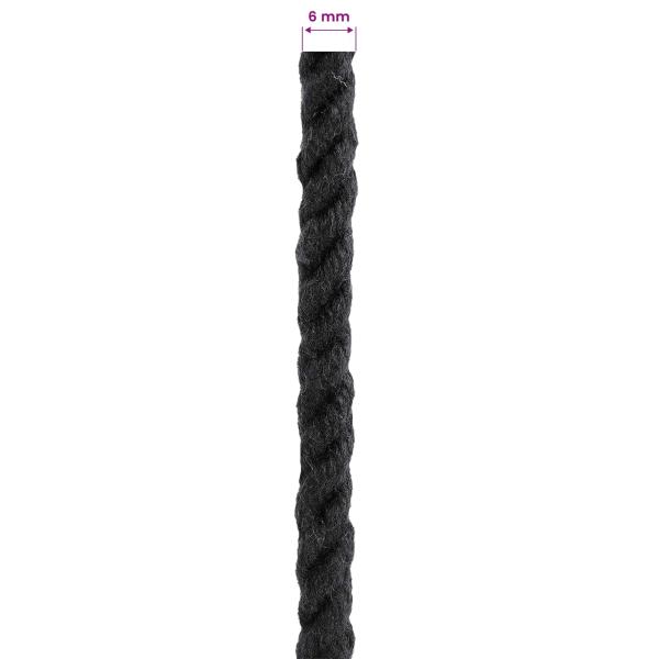 Baumwollseil 6 mm 500 m Schwarz 100% Baumwolle