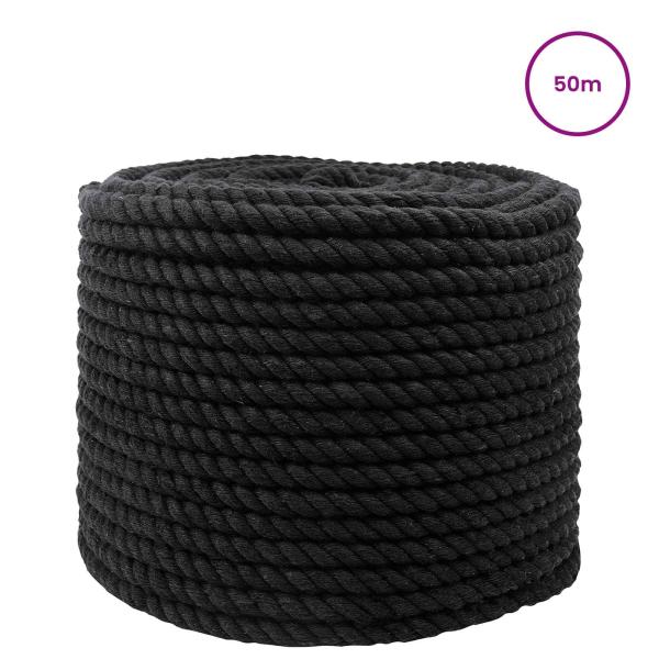 Baumwollseil 12 mm 50 m Schwarz 100% Baumwolle